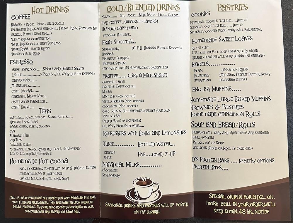 D's Coffee Shop And Quick Lube Menu image 1
